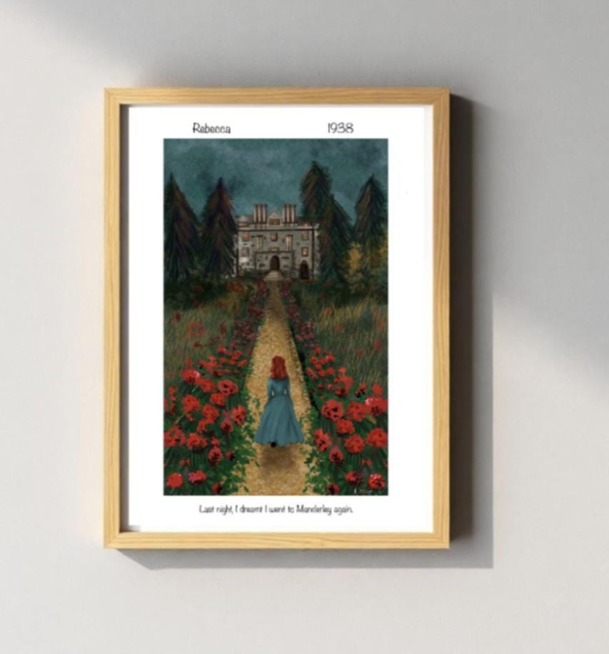 Rebecca by Daphne Du Maurier Art Print – Gothic Literary Illustration, Classic Literature Decor (A4)