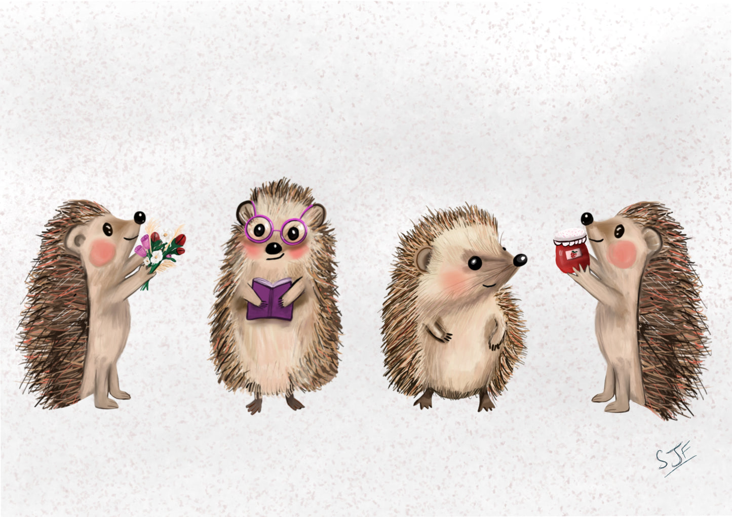 Hedgehogs (4) A4 Art Print
