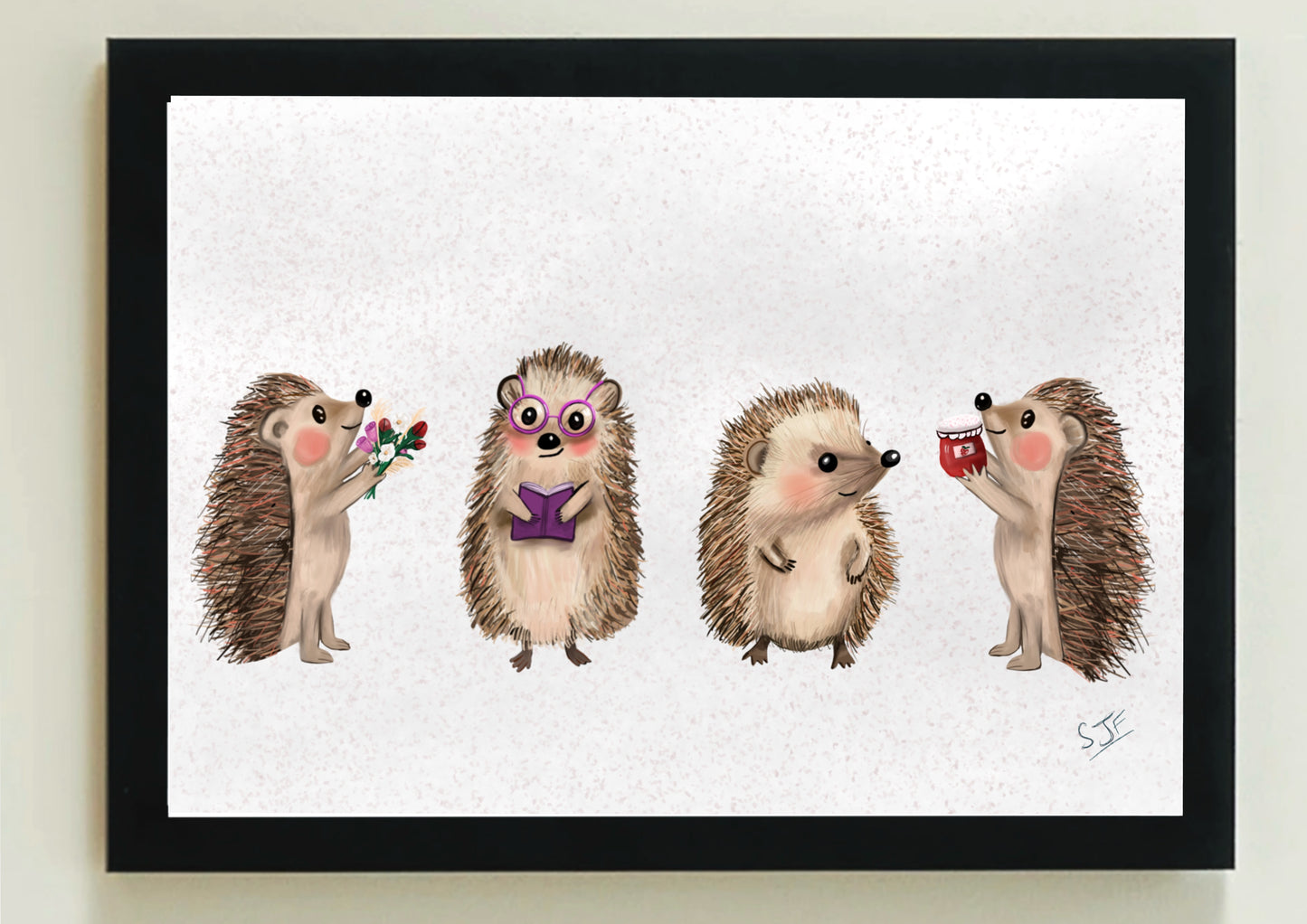 Hedgehogs (4) A4 Art Print