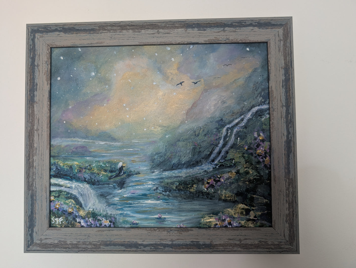 Water Whisperer - framed acrylic on canvas