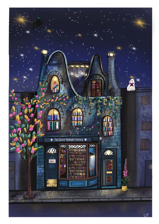 The Secret Midnight Library - original art print (A4)