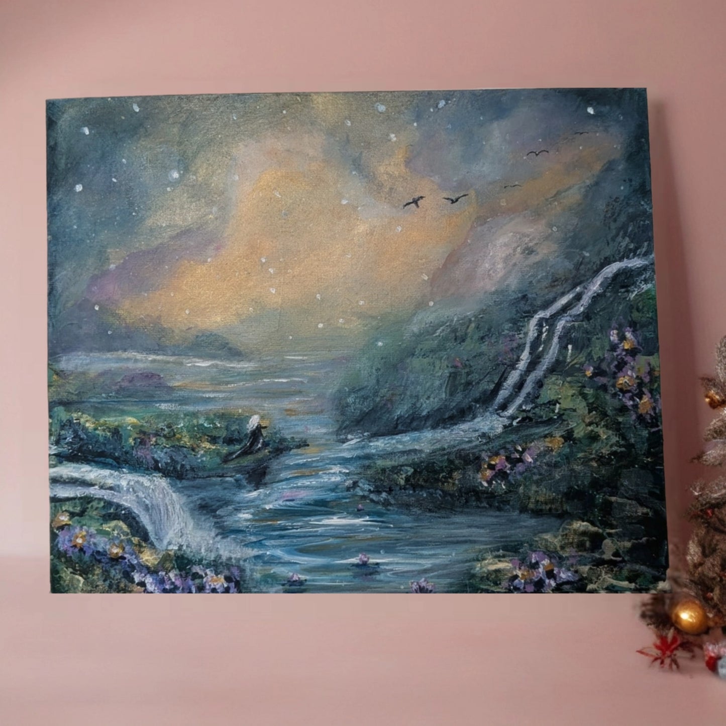 Water Whisperer - framed acrylic on canvas