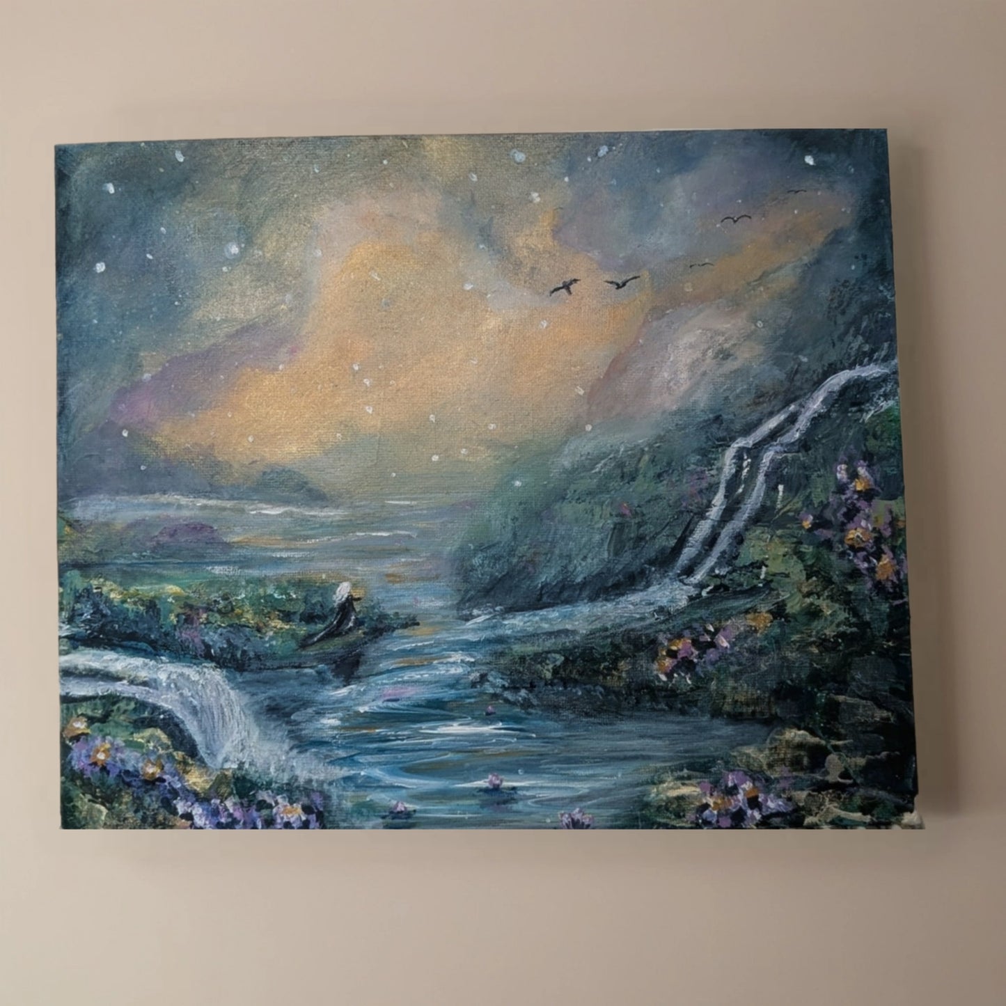 Water Whisperer - framed acrylic on canvas
